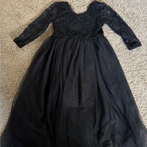 Elegant Black Lace Kids Dress